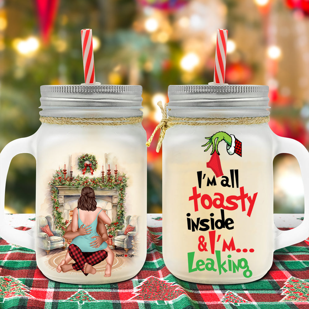 Personalized Frosted Mason Jar - Cozy Christmas Couple Gift