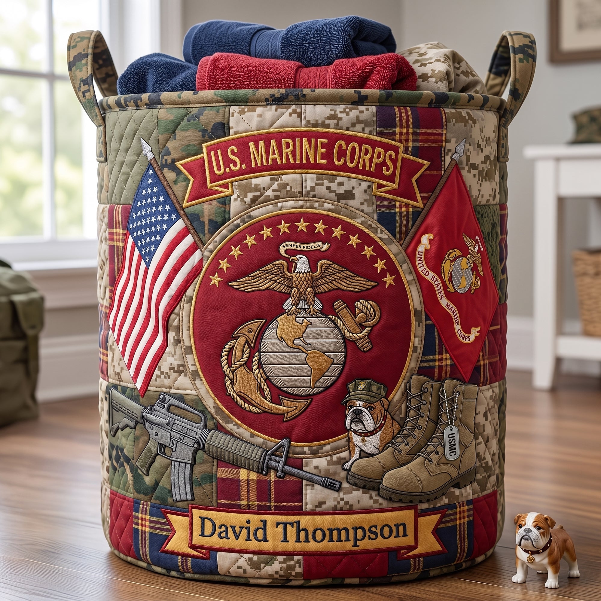 “Time is the essence of knowledge” - Vintage Dragon Bookstore Wall Hanging Clock, Personalized Gift for Book Lovers Laundry Basket PopCulturePrints