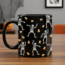 Load image into Gallery viewer, “Get Spooky with a Smile” - Slightly Subtle Halloween Skeleton Black Mug - Personalized Gift for Halloween Lovers Coffee Mug PopCulturePrints
