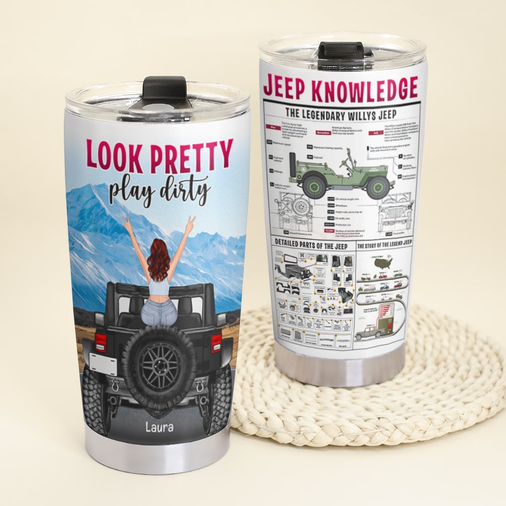 Personalized Jeep Adventure Tumbler - Look Pretty Play Dirty