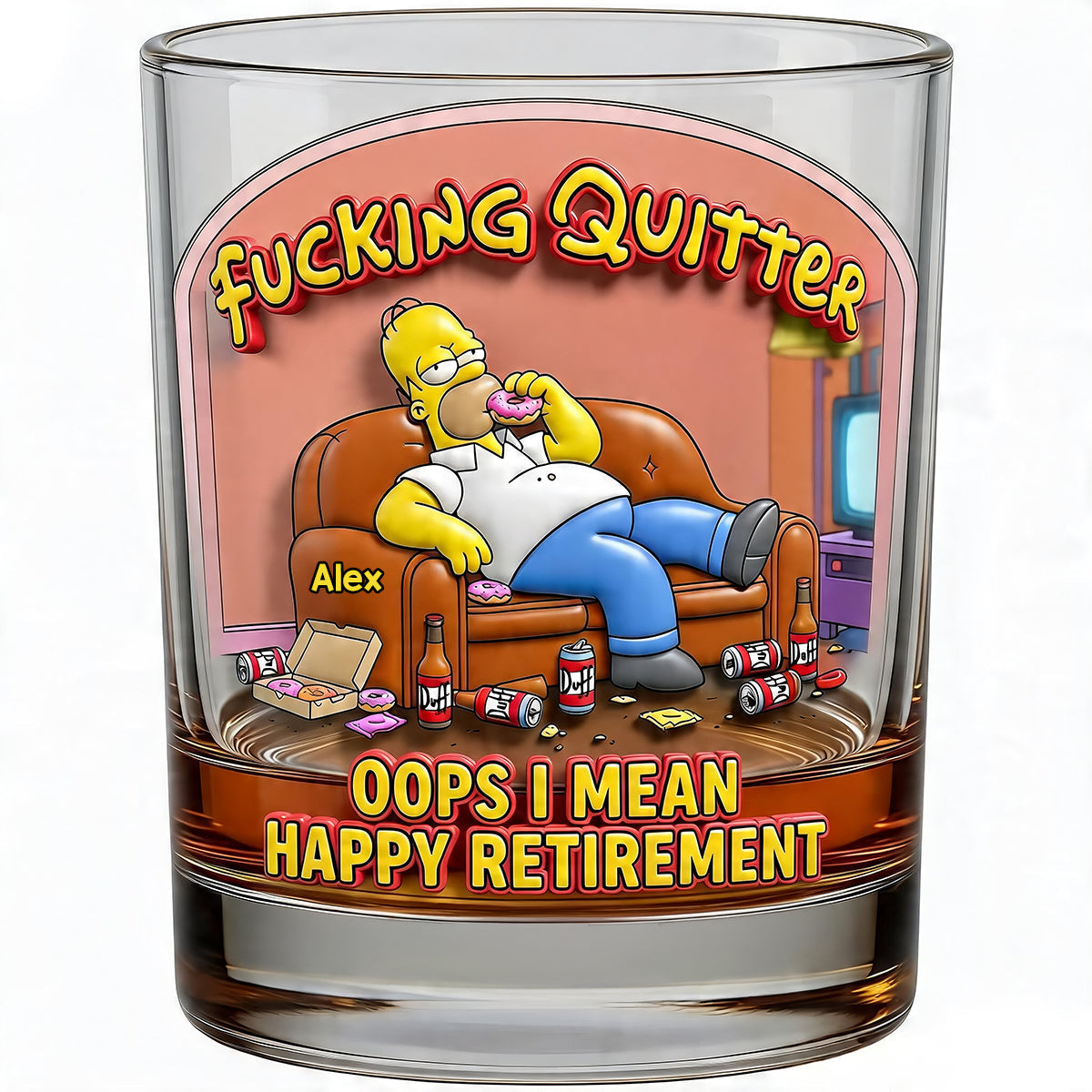 "Cheers to New Adventures" - Personalized Retirement Round Glass - Gift for Retirees, Friends, and Family Glass PopCulturePrints