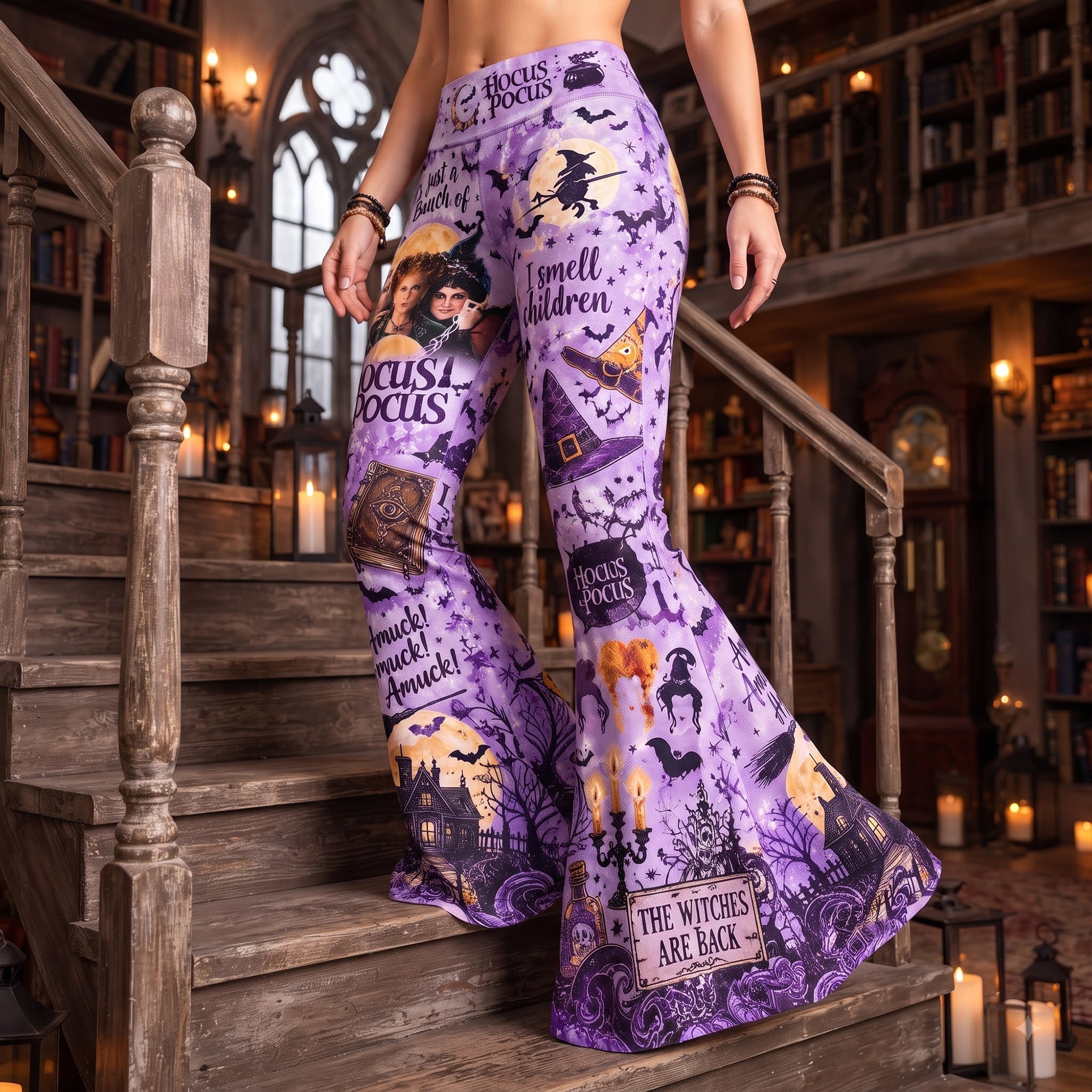 “It’s Just a Bunch of Hocus Pocus” - Badass Witch Flare Leggings, Personalized Gifts for Witch Lovers