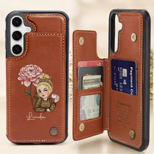 Load image into Gallery viewer, Bloom Where You&#39;re Planted - Personalized Leather Flip Wallet Phone Case Leather Flip Wallet Phone Case PopCulturePrints
