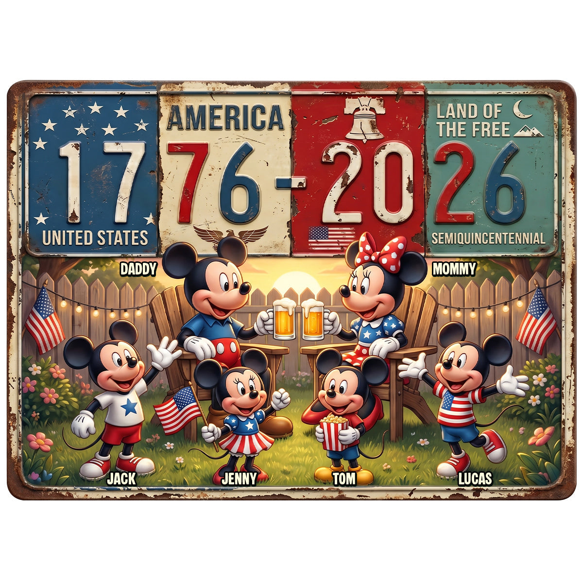 Celebrate America: 250th Anniversary Personalized Print Metal Sign - Unique Gifts for Families Metal Signs PopCulturePrints
