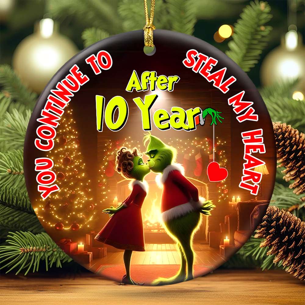 Personalized Couple's Christmas Ornament - Commemorate 10 Years Together - Valentine's Day Gifts Ornament PopCulturePrints