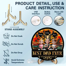 Load image into Gallery viewer, Best Dad Ever - Personalized LED Light Wooden Plaque - Gift for Dad, Grandpa, &amp; All Fathers LED Light Wooden Plaque PopCulturePrints
