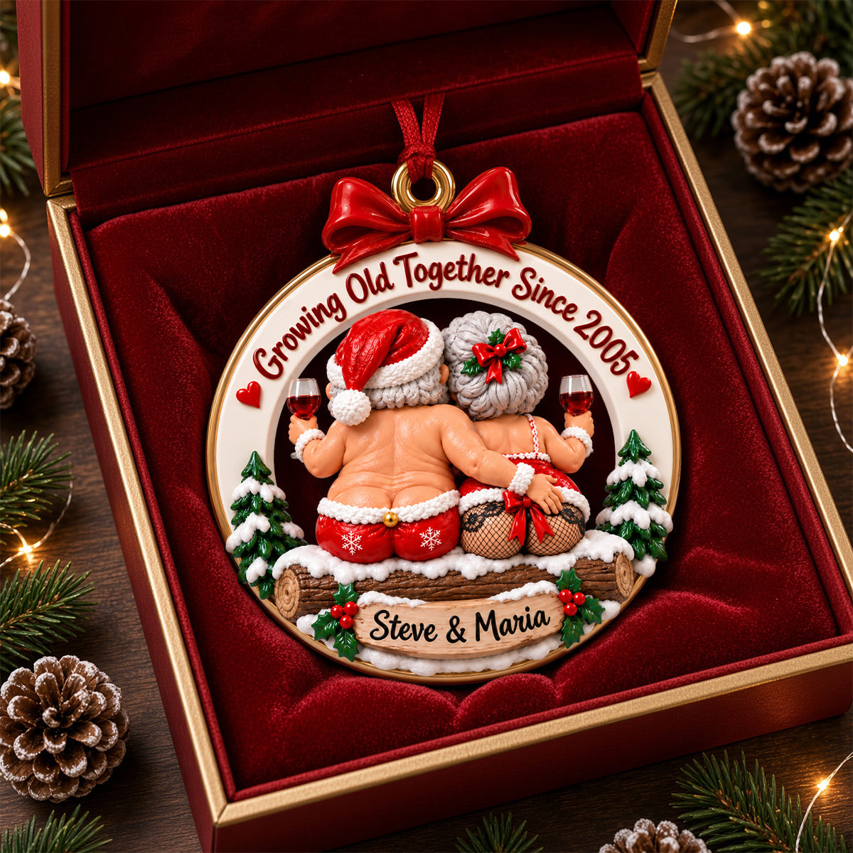 Funny Old Couple Ornament - Personalized Gifts For Couple Christmas Ornament 04TODH151026 Ornament PopCulturePrints