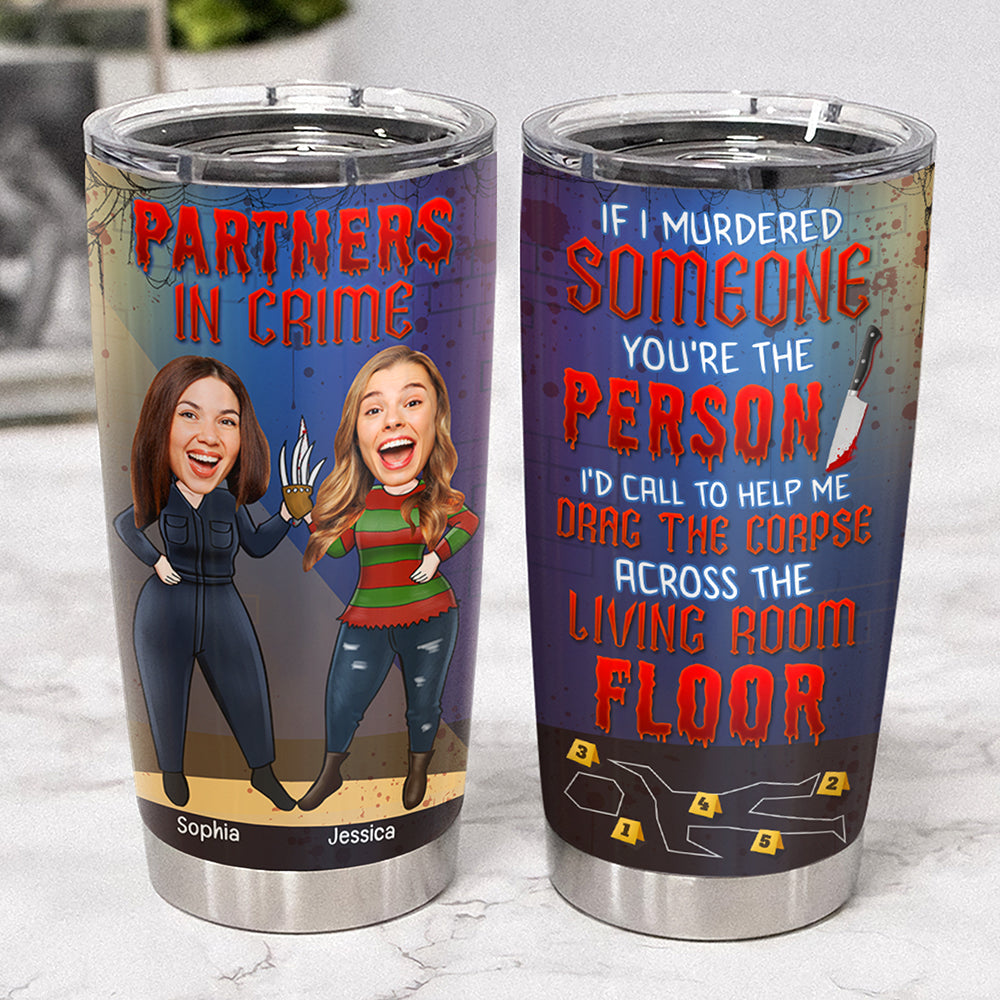 Custom Horror Friends Tumbler for Besties - Partners in Crime Tumbler Cup PopCulturePrints