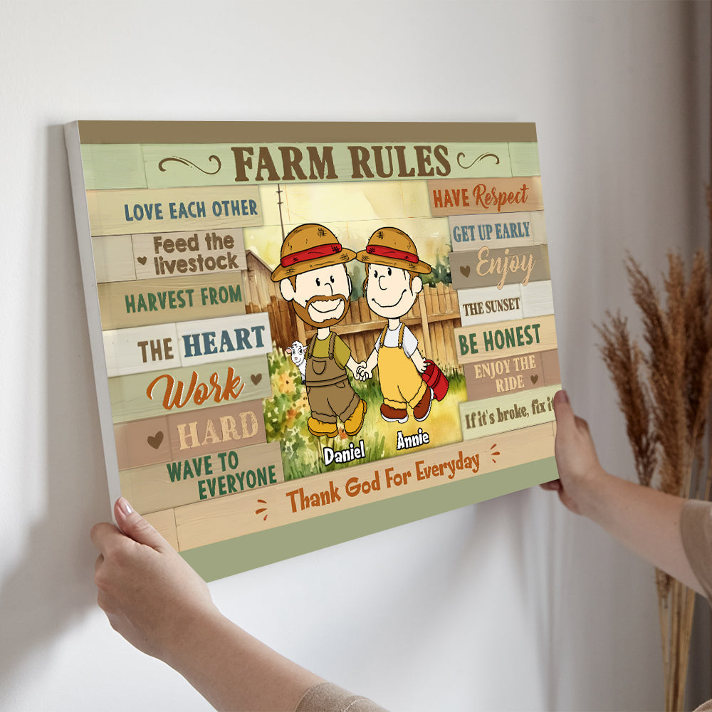 Personalized Farm Couples Canvas Print | Unique Valentine's Day Gifts for Farmers Poster & Canvas PopCulturePrints