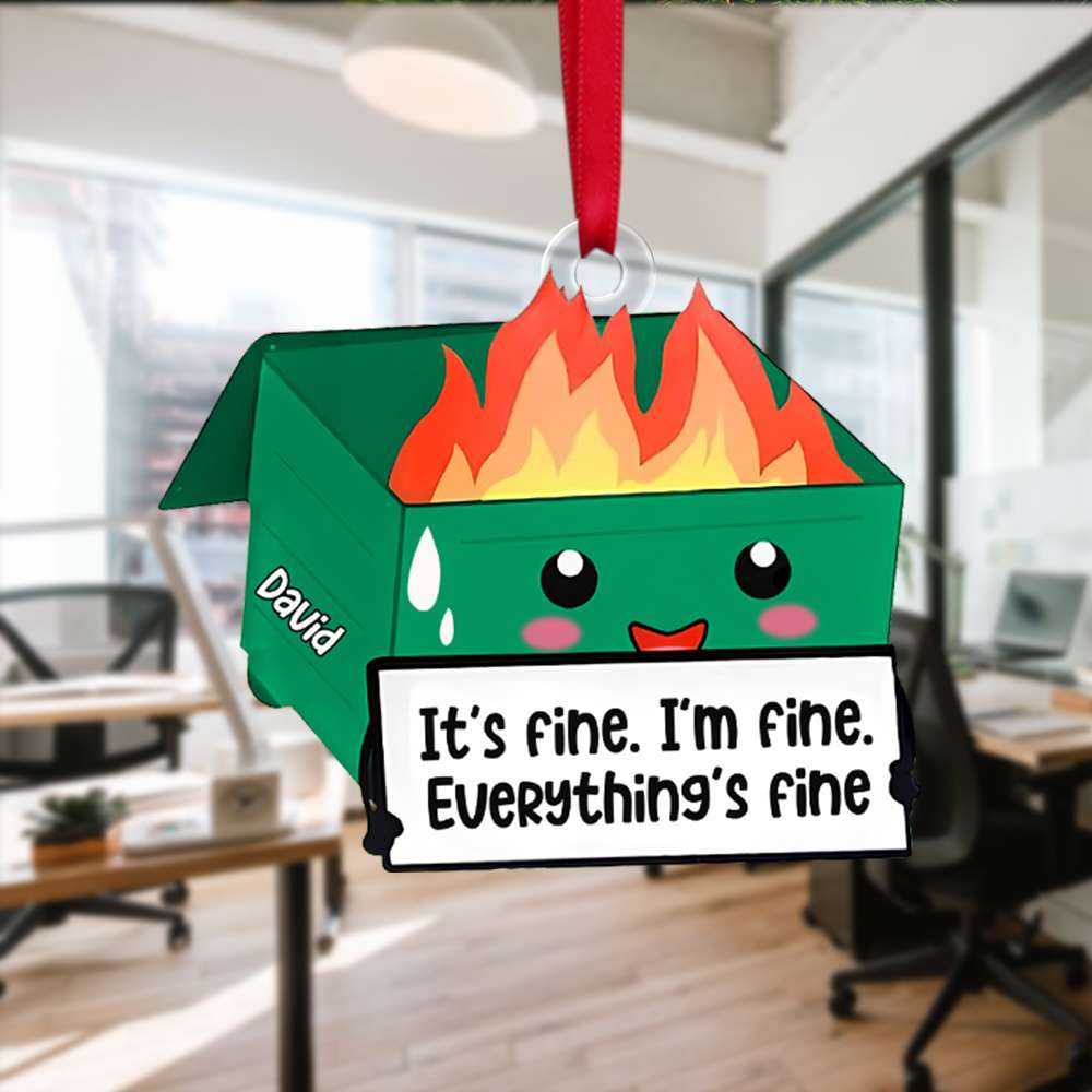 Personalized Dumpster Fire Coworker Acrylic Ornament Ornament PopCulturePrints