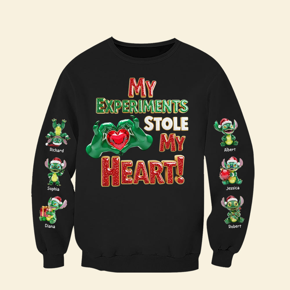 My Experiments Stole My Heart! Personalized Sweatshirt for Grandkids and Grandma AOP Products PopCulturePrints