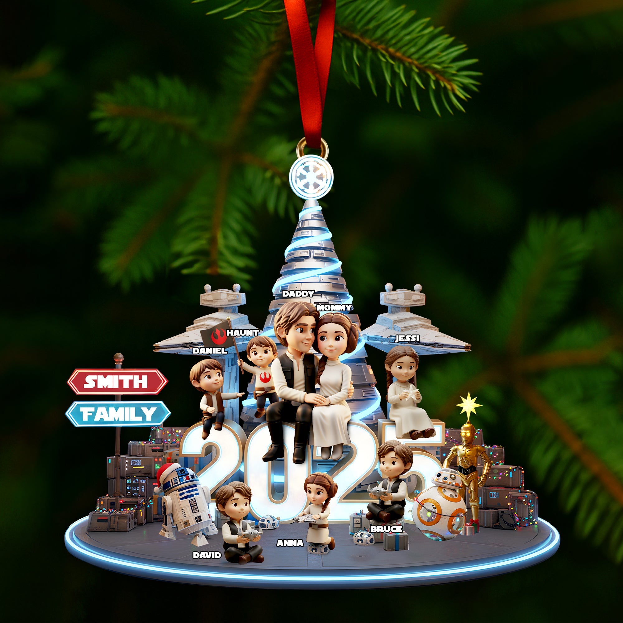 "Celebrate Family Joy!" - Personalized Cosmic Guardian Family Christmas Acrylic Ornament - Custom Gift for Family Members Ornament PopCulturePrints