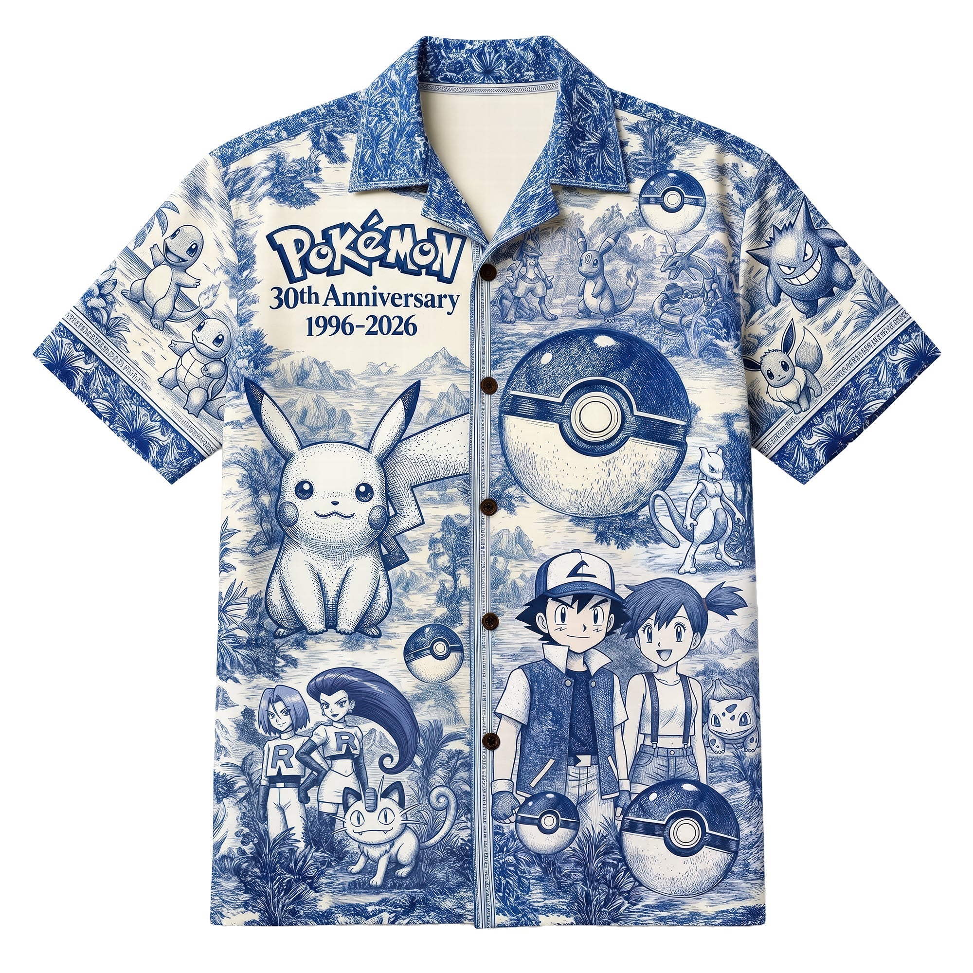 Lovely Characters Celebrate 30th Anniversary Toile De Jouy Hawaiian Shirt - Personalized Gifts 01huqn180626 Hawaiian Shirts PopCulturePrints
