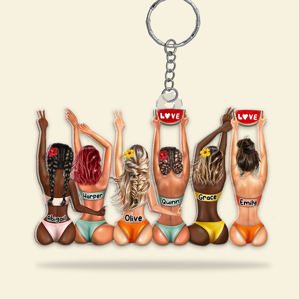 Personalized Beach Girls Keychain for Best Friends Keychains PopCulturePrints
