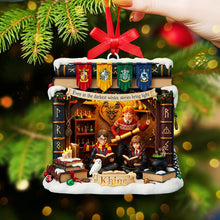 Load image into Gallery viewer, “Even in the darkest winter, stories bring light” - Personalized Bookmas Acrylic Ornament - Custom Gift for Readers, Friends, Family, Book Lovers Ornament PopCulturePrints
