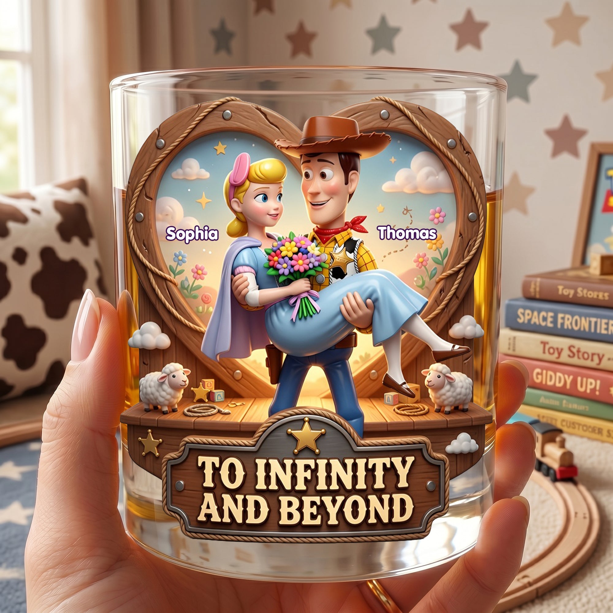 To Infinity and Beyond - Personalized Drinking Glass for Couples Glass PopCulturePrints