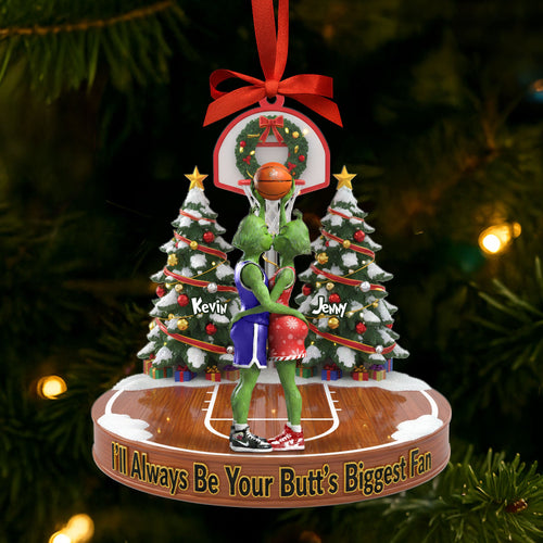 I'll Always Be Your Butt's Biggest Fan - Personalized Naughty Green Basketball Couple Ornament Ornament PopCulturePrints