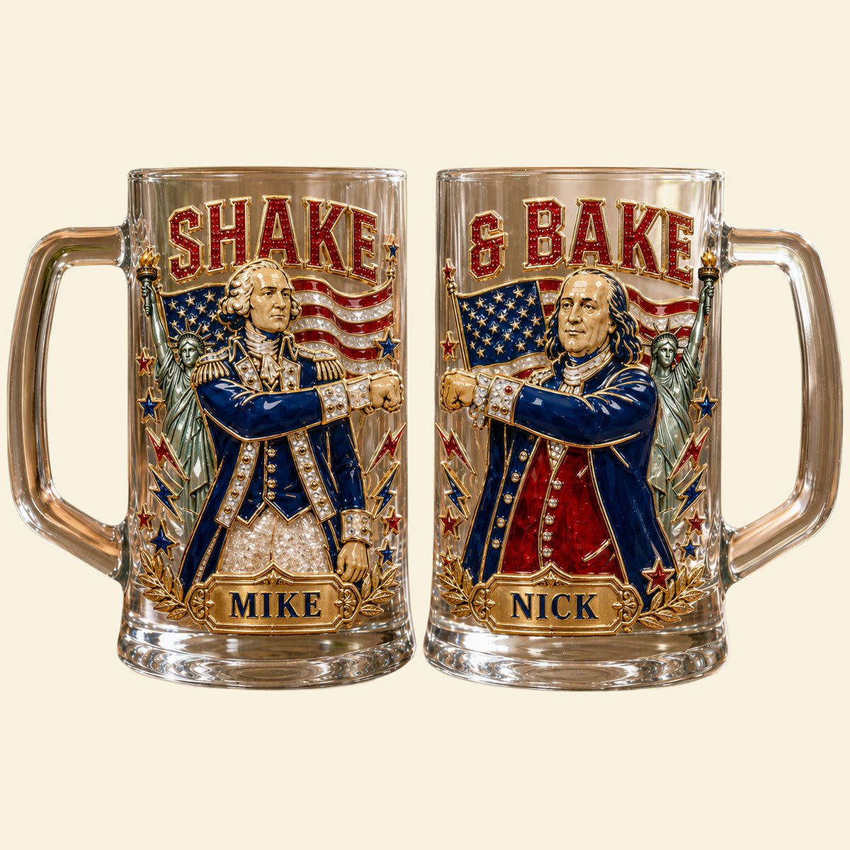 Shake & Bake - Funny Friends USA Drinking Glass - Personalized Gifts for Friends