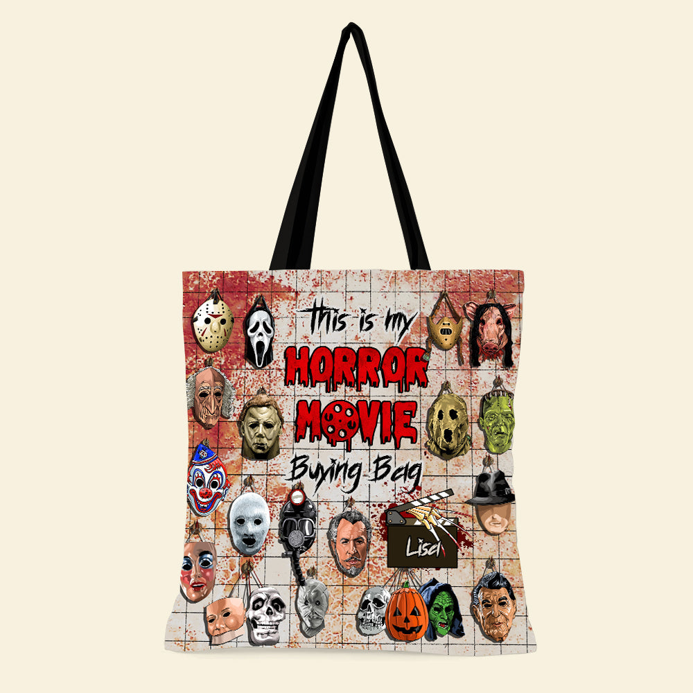 Embrace the Fright: Personalized Horror Mask Tote Bag - Perfect Gift for Movie Fans & Halloween Lovers Tote Bags PopCulturePrints