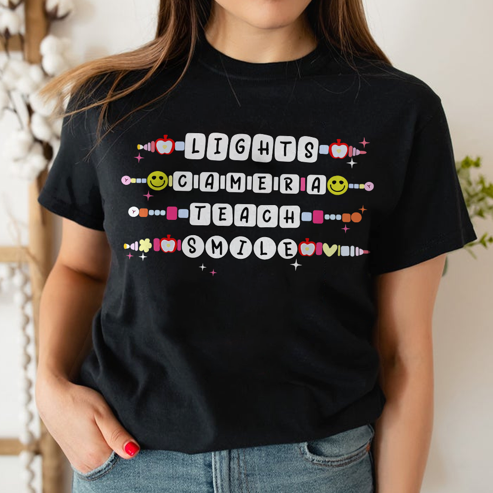 Lights Camera Teach Smile Hoodie - Perfect Gift for Teachers!