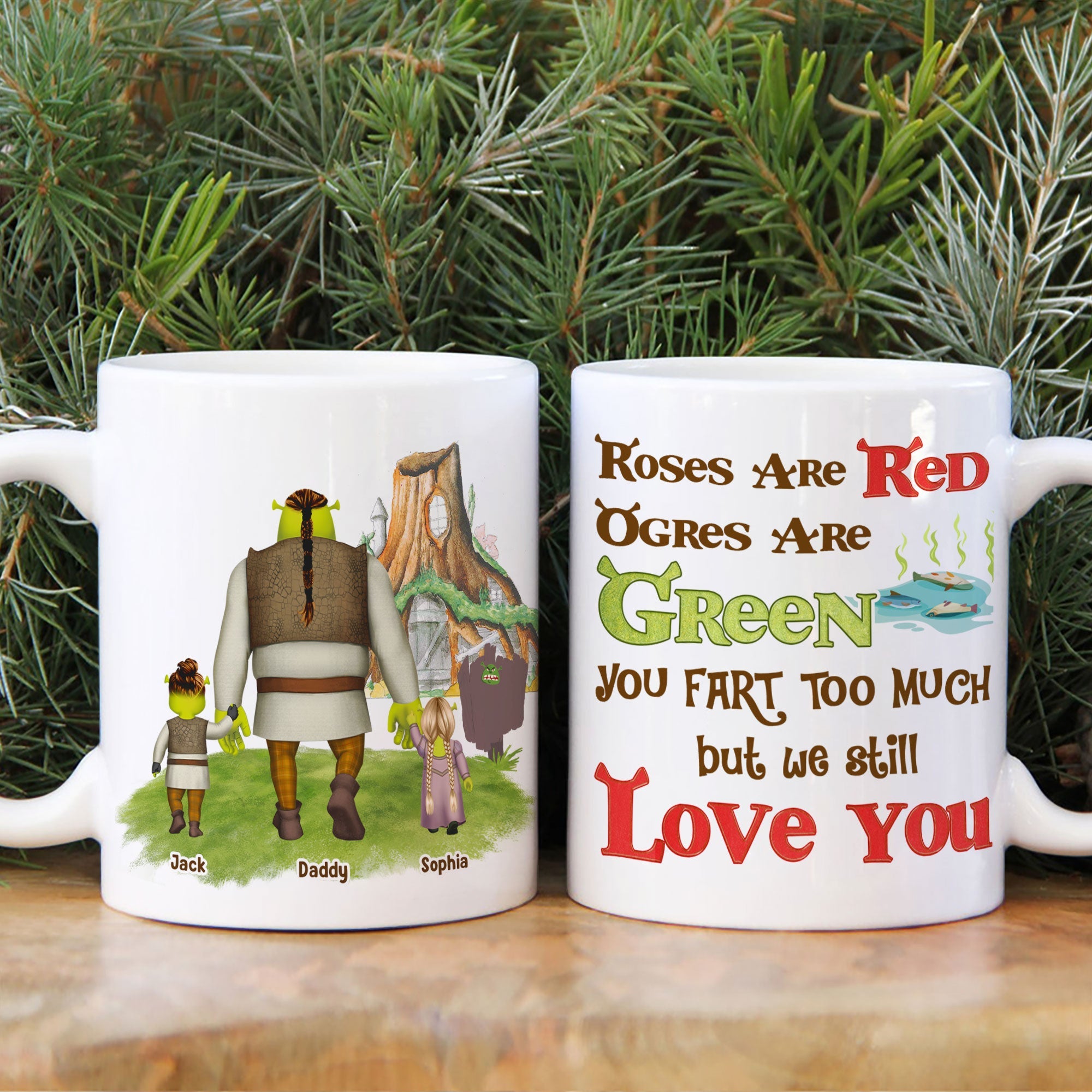 Personalized Funny Ogre Mug for Dad - Custom Family Names Coffee Mug PopCulturePrints