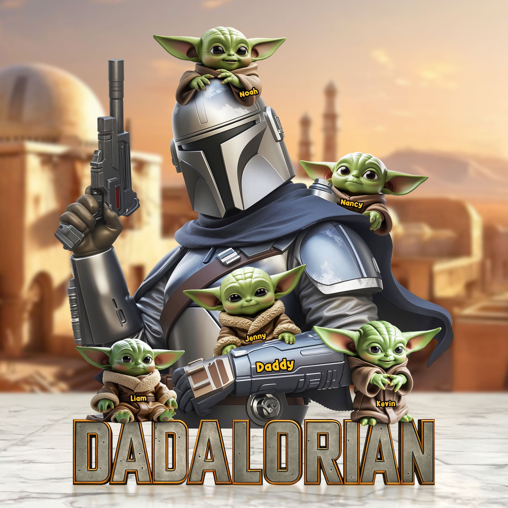 "A Galactic Gift for Dads!" - Dadalorian Plaque - Personalized Gifts for Dad, Grandpa, and More Shaped Plaques PopCulturePrints