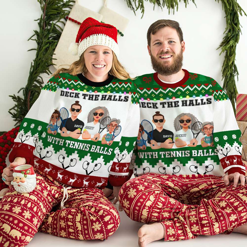 Personalized Family Tennis Christmas Sweater