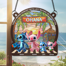 Load image into Gallery viewer, Family Means Nobody Gets Left Behind - Personalized Family Window Hanging Suncatcher Ornament Ornament PopCulturePrints
