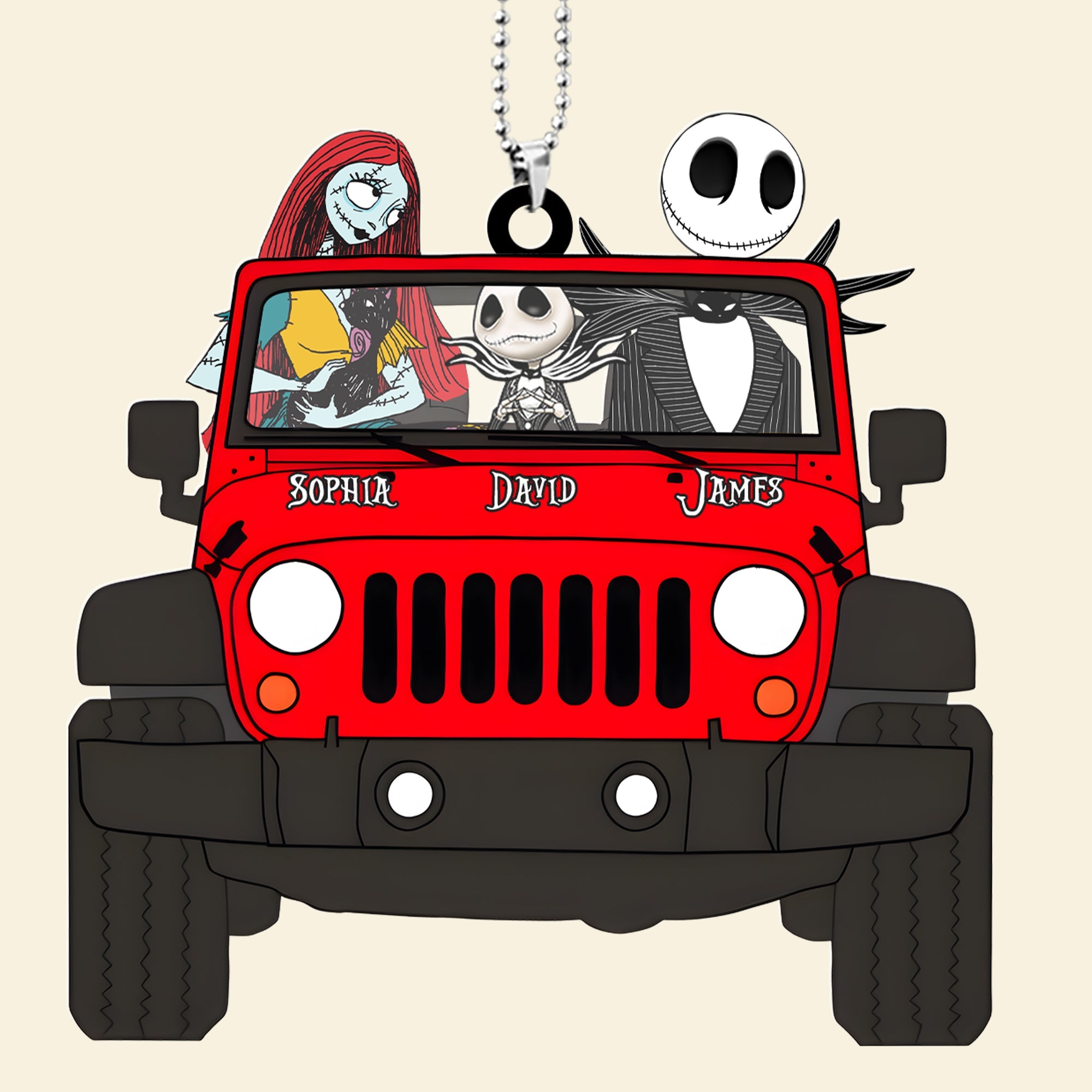 Personalized Family Car Ornament - Halloween Themed