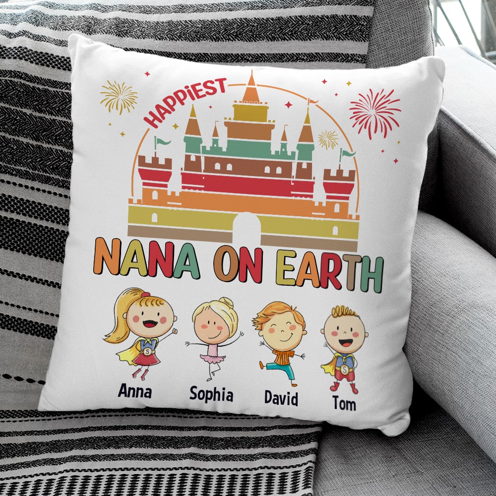 Personalized Happiest Nana On Earth Pillow - Custom Gift for Grandma Pillow PopCulturePrints