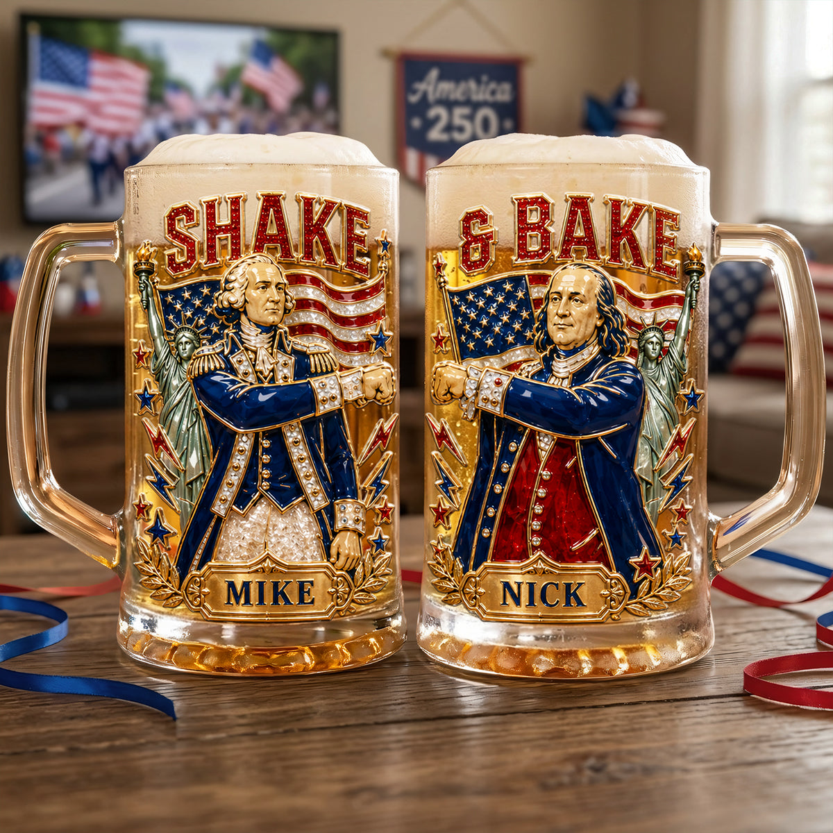Shake & Bake - Funny Friends USA Drinking Glass - Personalized Gifts for Friends