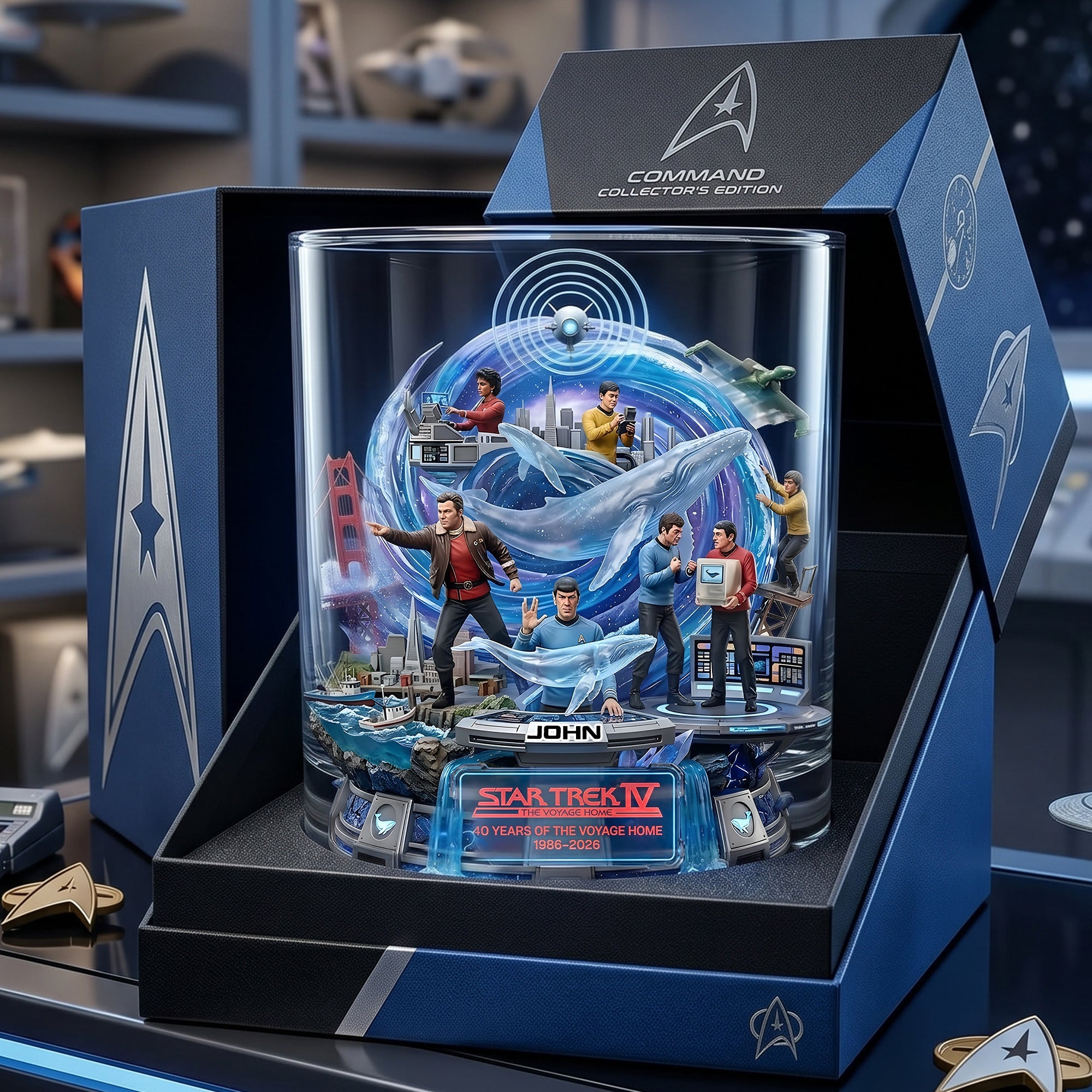 "Celebrate 40 Years of Star Trek IV with Every Sip!" - Personalized Drinking Glass - Unique Gift for Fans and Collectors