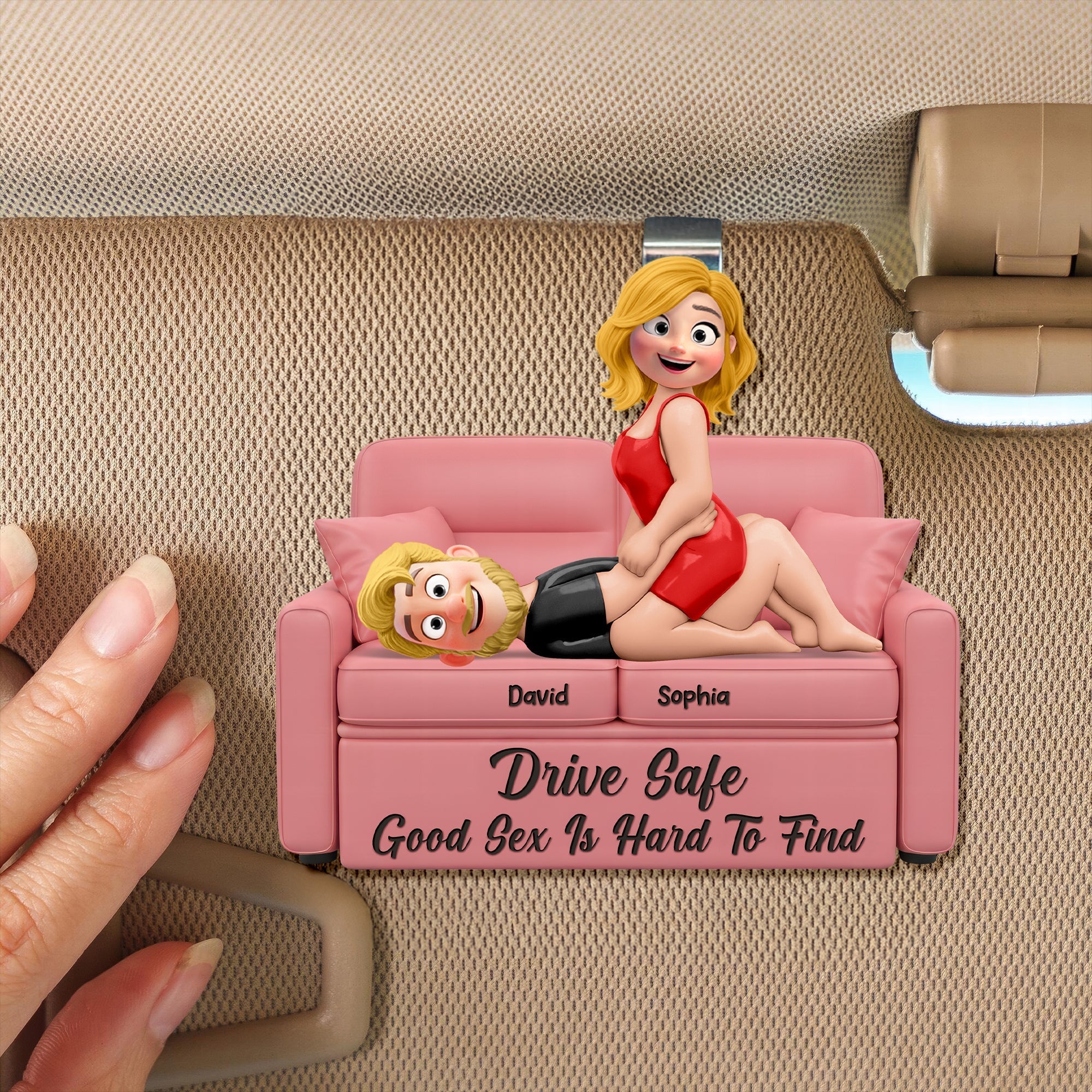Drive Safe, Good Sex Is Hard To Find - Naughty Couple Acrylic Car Visor Clip, Personalized Gift for Couples Car Visor Clip PopCulturePrints