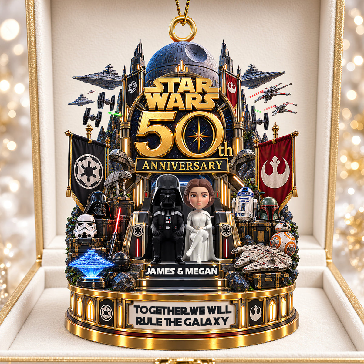 Together, We Will Rule the Galaxy - Personalized Star Wars 50th Anniversary Couple Ornament