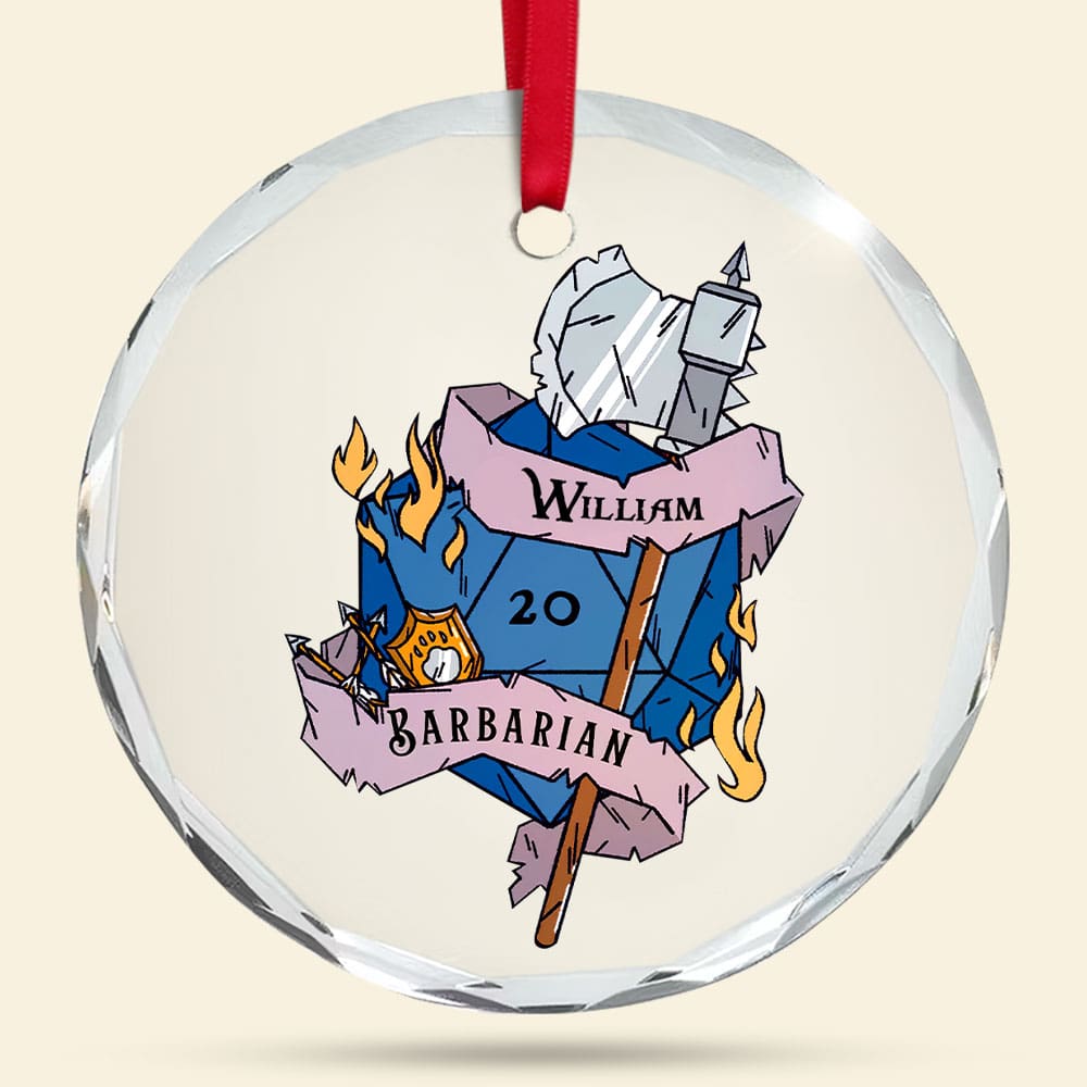 Custom Fantasy Role-playing Game Christmas Ornament - Barbarian Design