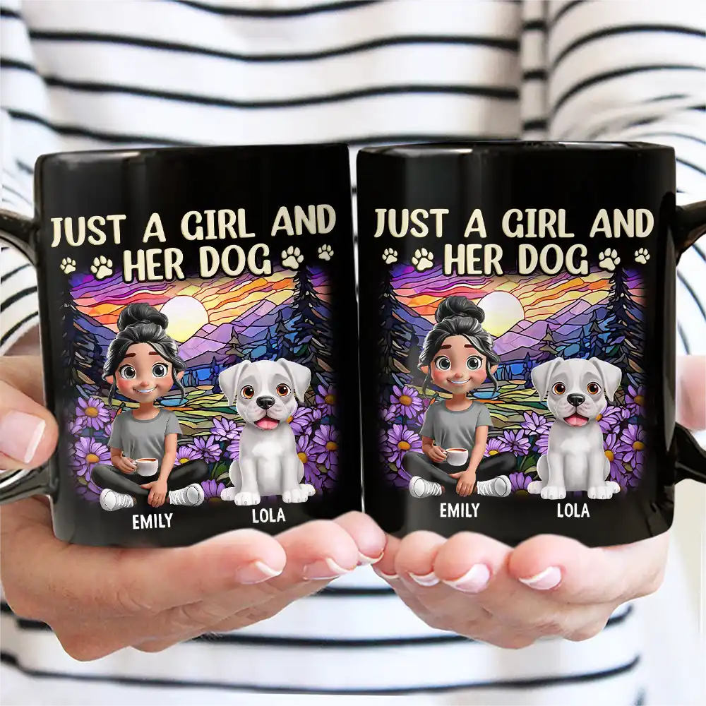 Just A Girl And Her Dog - Personalized Black Mug for Dog Lovers Mug PopCulturePrints