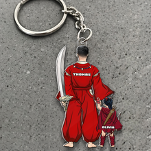 Load image into Gallery viewer, “Every Dad is a Hero” - Personalized Demon Dad Keychain - Unique Gift for Dads and Grandpas Keychains PopCulturePrints

