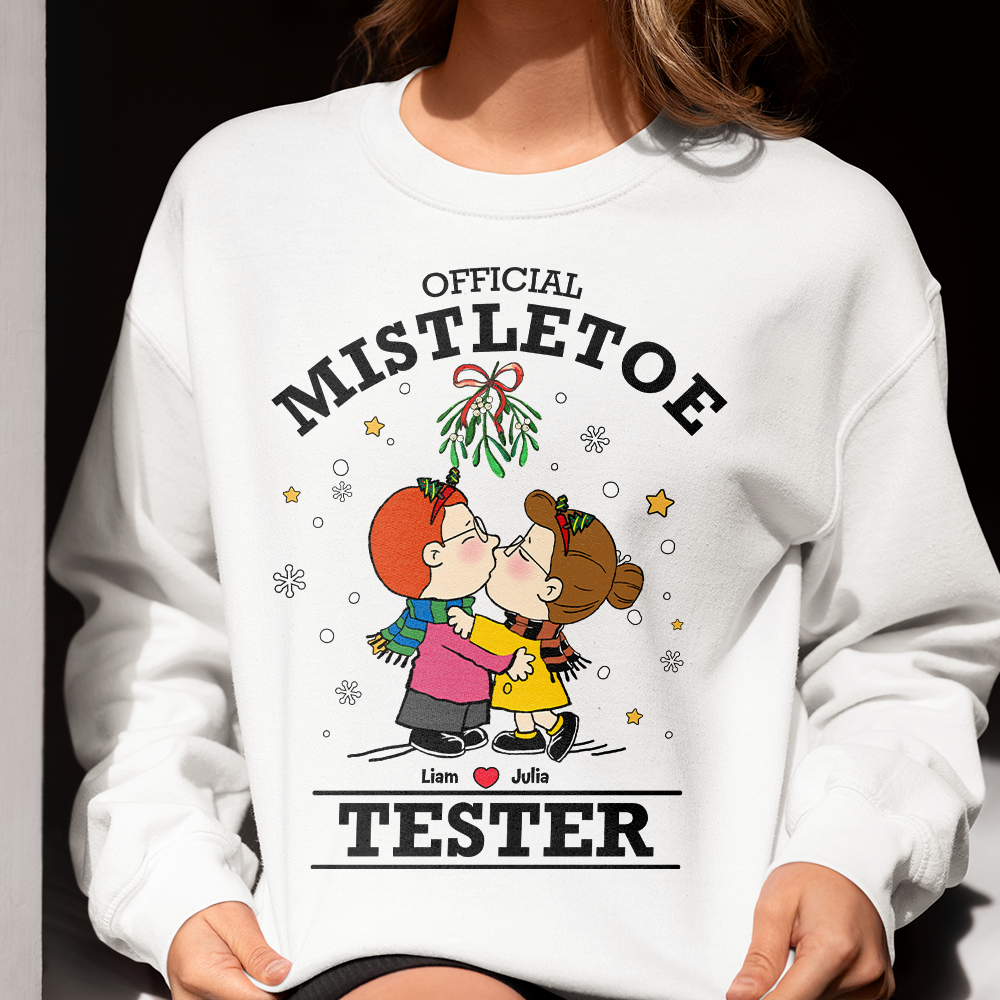 Customizable Couple Sweatshirt - Kissing Under Mistletoe