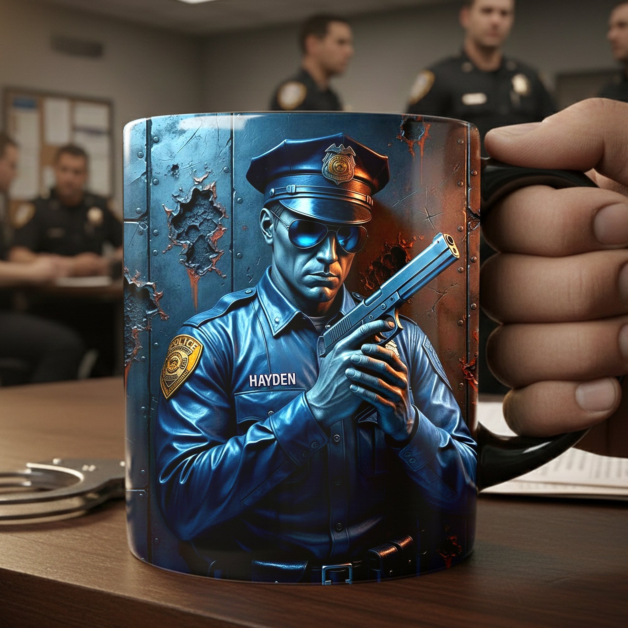 "Serve With Pride" - Personalized Police Mug - Custom Gift for Police Officers and Supporters Coffee Mug PopCulturePrints