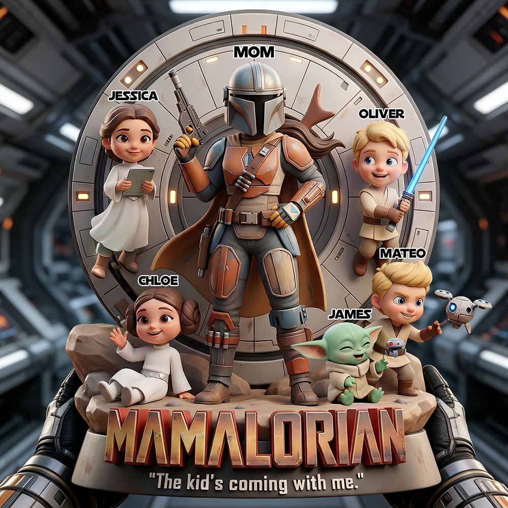 "The Force is Strong with This Mom" - Space Warrior Mom Acrylic Plaque - Personalized Gift for Mom, Grandma, and More Shaped Plaques PopCulturePrints