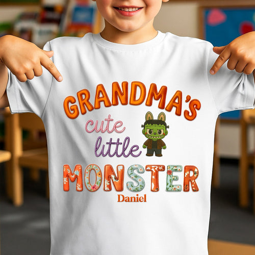 Grandma's Cute Little Monster Youth Shirt - Personalized Gifts for Kids Shirts PopCulturePrints