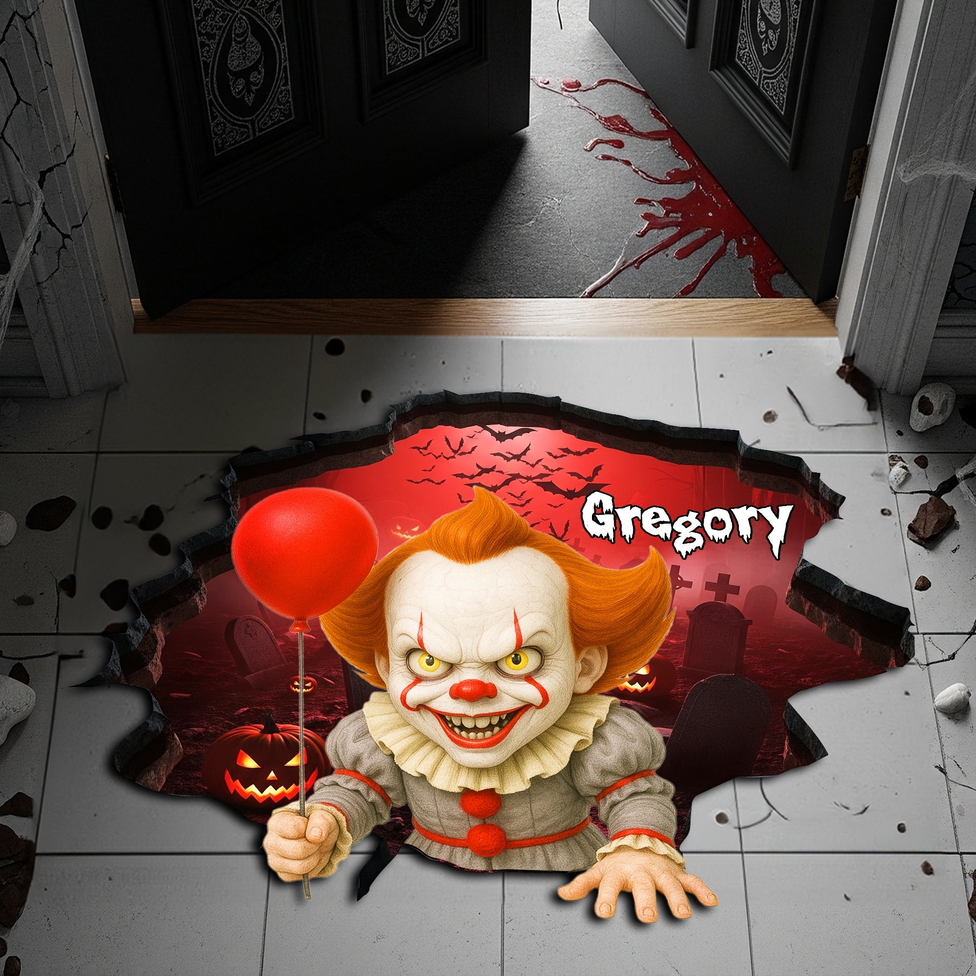 "Step Into the Scare!" - Halloween Scary Doormat - Personalized Gifts for Movie Fans Doormat PopCulturePrints