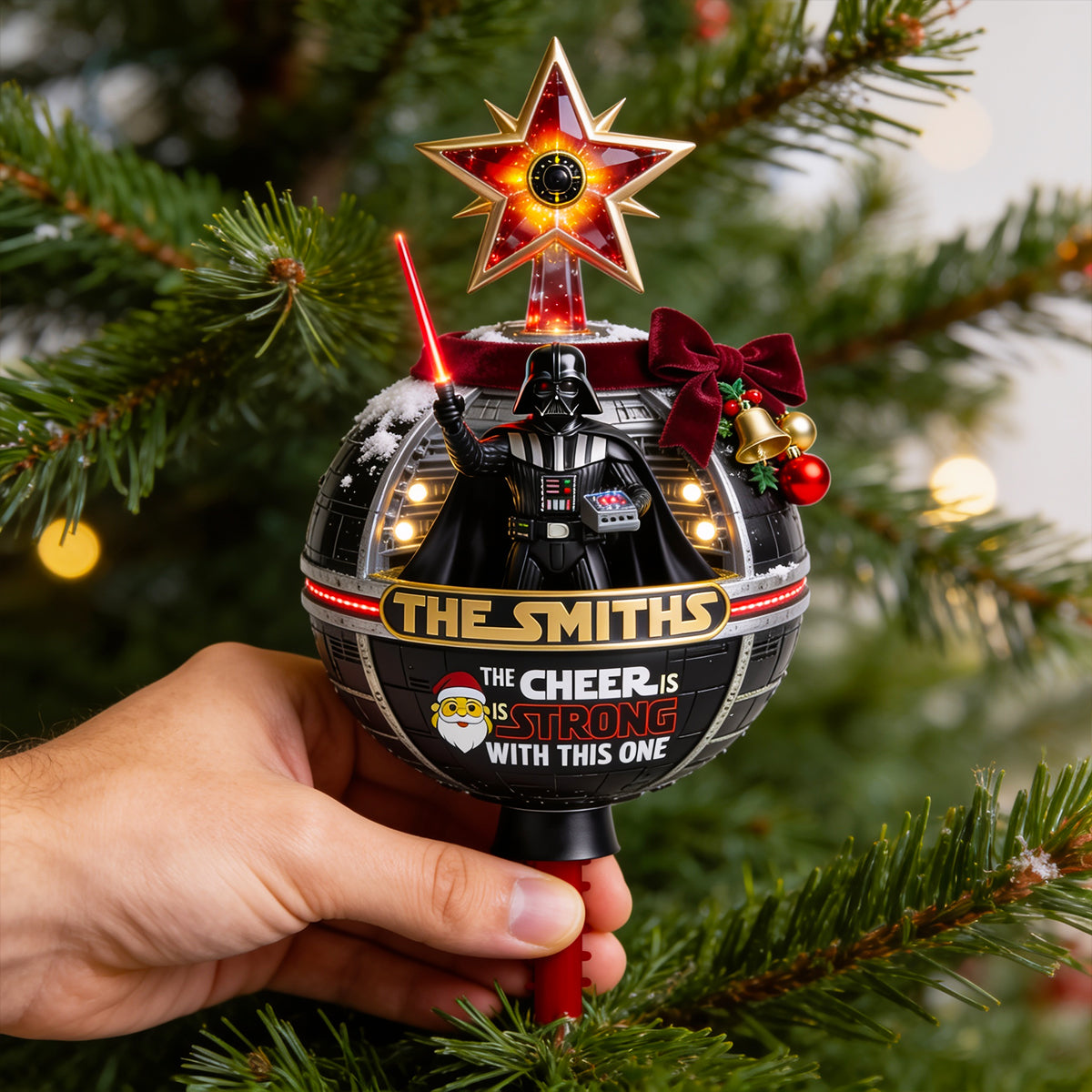 "May the Cheer Be Strong" - Personalized Tree Topper for Family Christmas Gifts Ornament PopCulturePrints