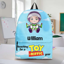 Load image into Gallery viewer, Personalized Toy Adventure Kids Backpack - Space Explorer Theme Backpack PopCulturePrints
