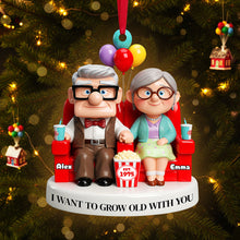 Load image into Gallery viewer, &quot;I Want To Grow Old With You&quot; - Personalized Old Couple Ornament - Unique Gift for Couples, Valentine&#39;s Day, Anniversaries, or Special Occasions Ornament PopCulturePrints
