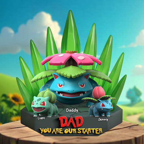 “Dad, You Are Our Starter” - Personalized Monster Dad Plaque - Custom Gifts for Dad, Perfect for Father's Day, Birthdays & More! Shaped Plaques PopCulturePrints