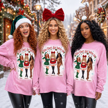 Load image into Gallery viewer, "You Can't Sit With Us" - Personalized Xmas Friend Bleached Long Sleeve Shirt - Perfect Custom Photo Gift for Friends
