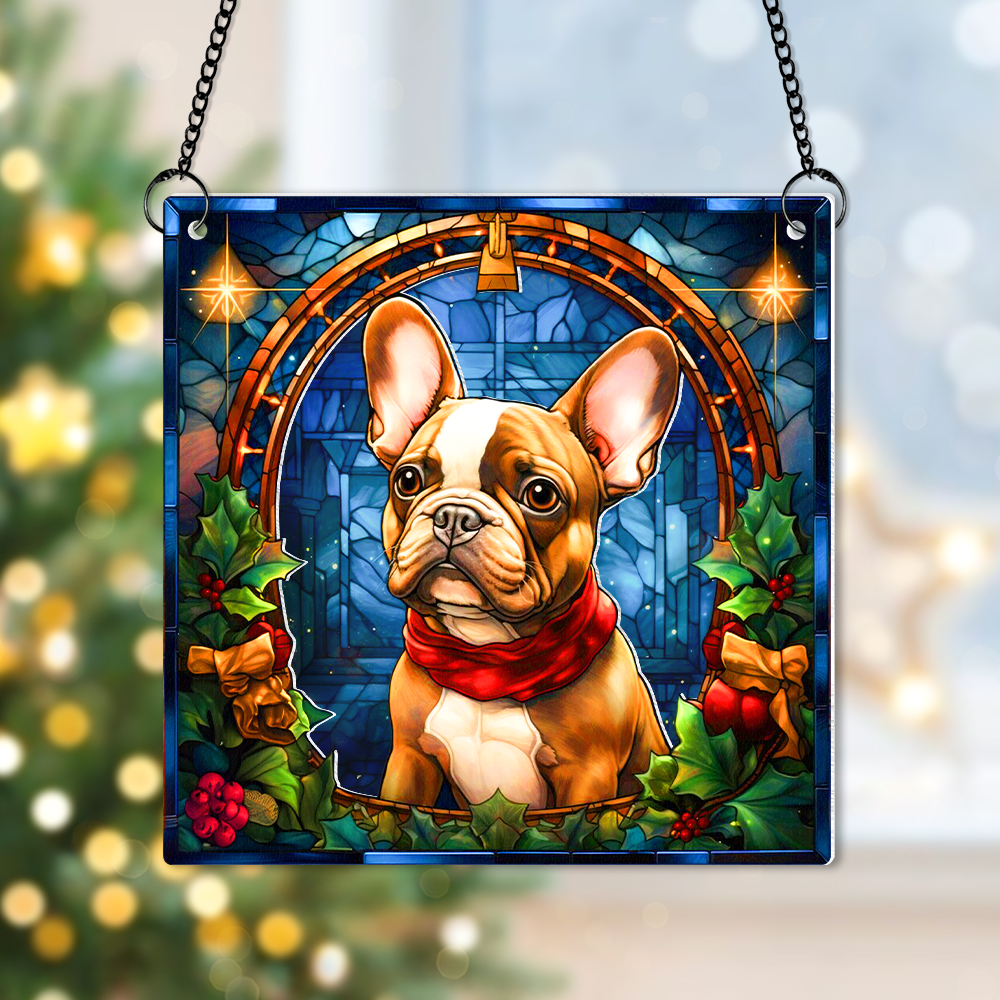 Personalized French Bulldog Christmas Suncatcher Ornament for Dog Lovers