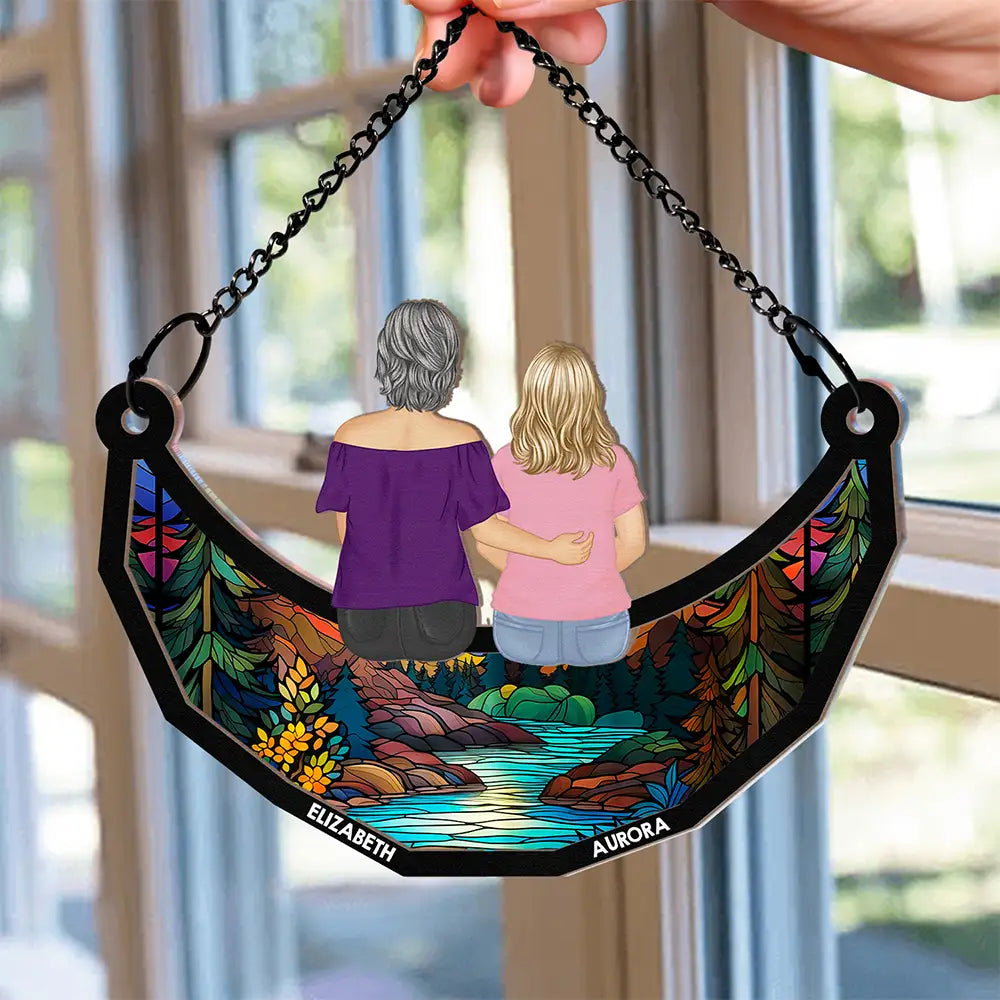 Together On The Moon - Personalized Window Hanging Suncatcher Ornament Suncatcher Ornament PopCulturePrints
