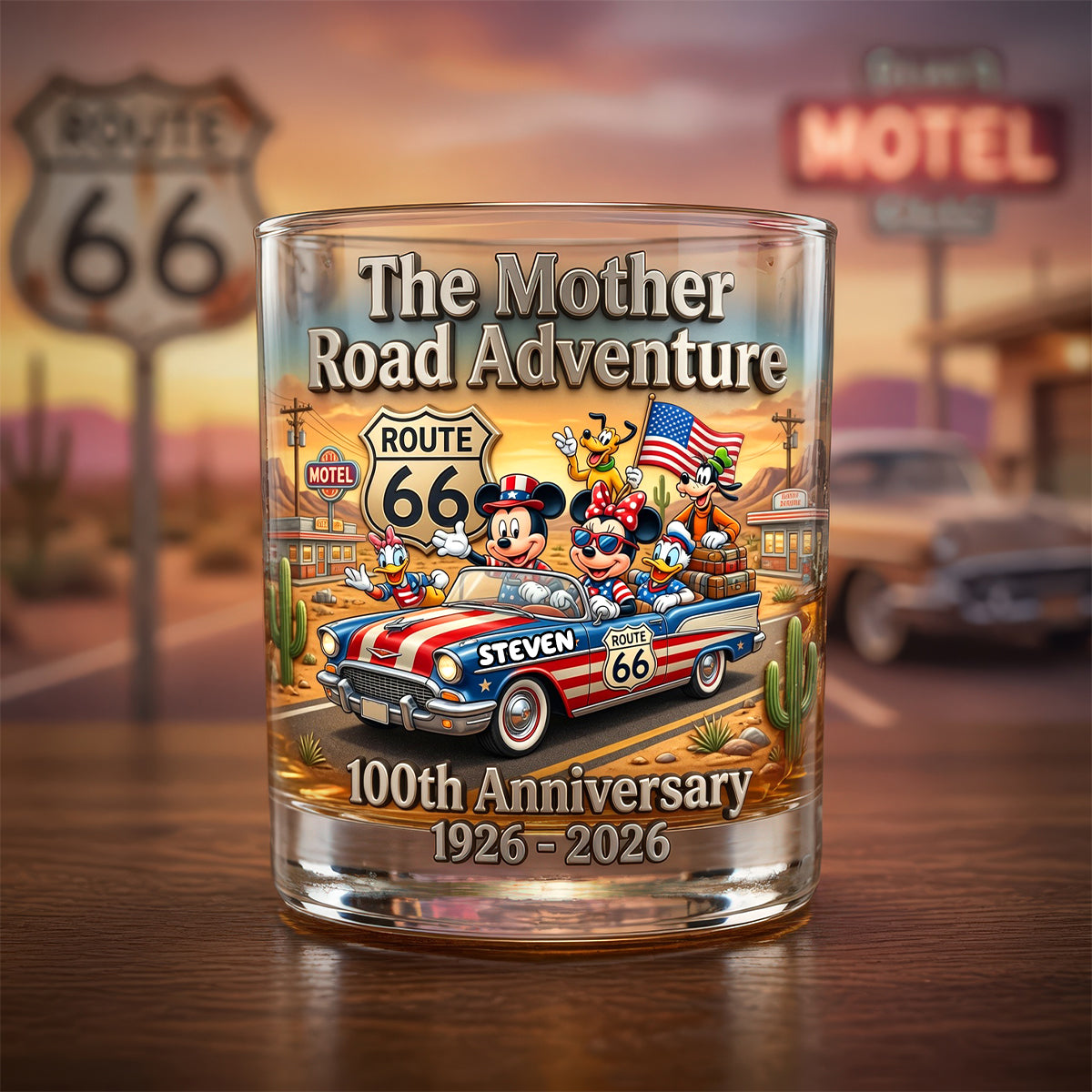 “Celebrate 100 Years of Adventure! Personalized Glass for Road Trip Lovers” - Custom Gift for Travel Enthusiasts Glass PopCulturePrints